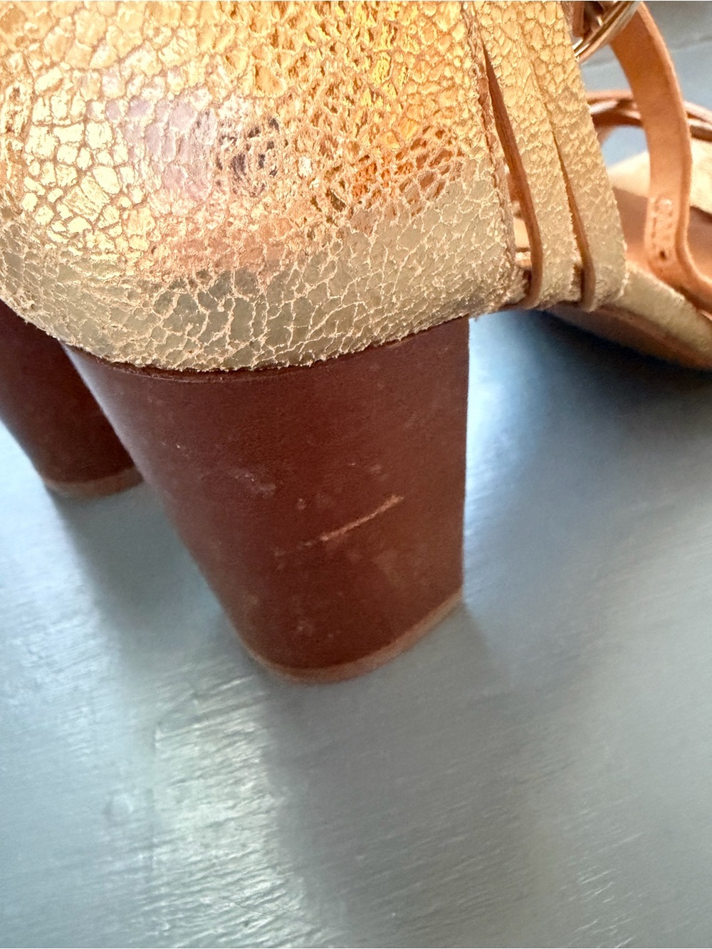 Sezane Gold Strappy High-Heel Sandals for Women 41/10 - Picture 5 of 7